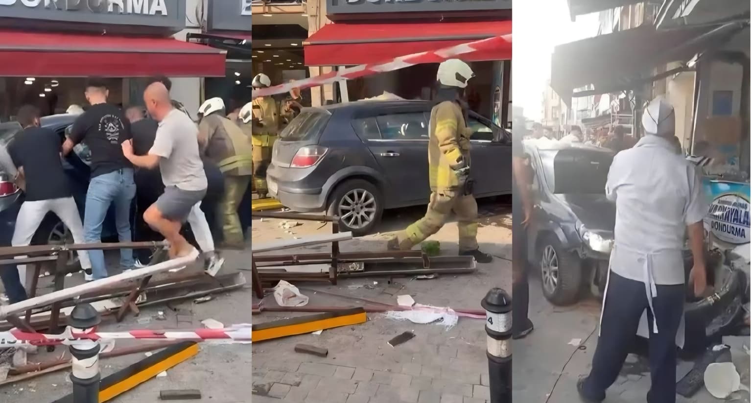 Beykoz’da otomobil dükkana girdi: 5 yaralı
